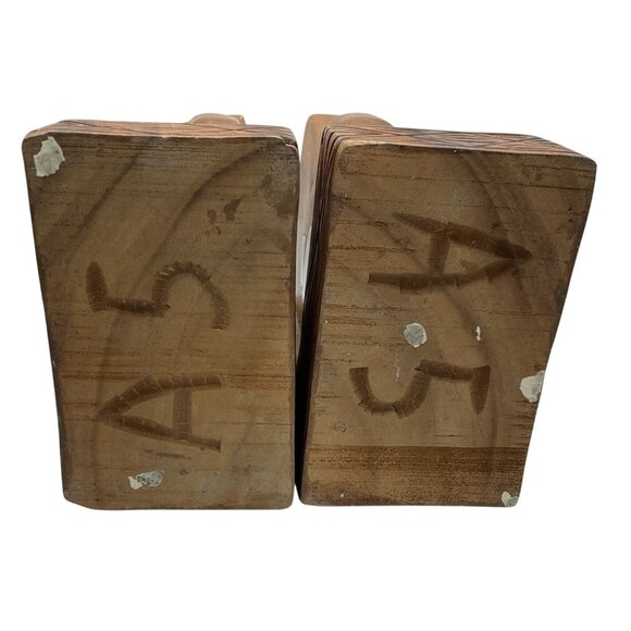 Vtg 1960s MCM Comedy & Tragedy Theatre Bookends Solid Wood by Mirsani 8 x 5 x 3 - Picture 7 of 7